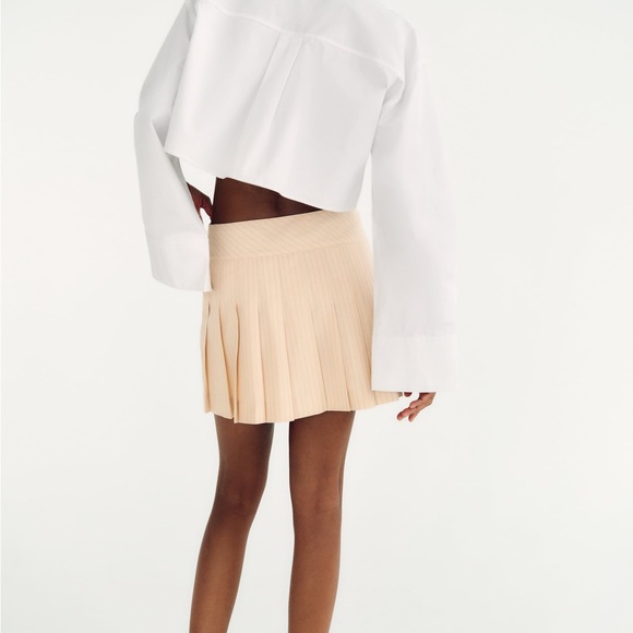 NWT Zara Light Pink Striped Pleated Skort / Skirt (New) - Size Medium - Picture 3 of 7